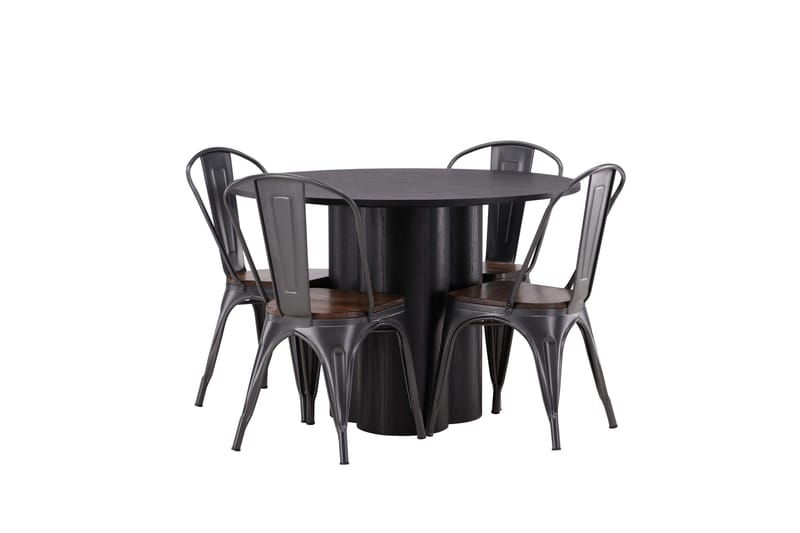 Olivia Matgrupp 110 cm Rund med 4 Tempe Stolar - Svart - Products - Möbler - Bord & matgrupp - Matgrupp