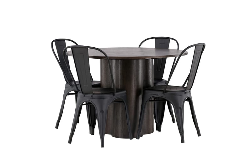 Olivia Matgrupp 110 cm Rund med 4 Tempe Stolar - Svart - Products - Möbler - Bord & matgrupp - Matgrupp