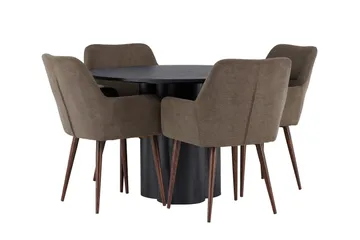 Olivia Matgrupp 110 cm Rund med 4 Tomorrow Stolar - Svart - Products - Möbler - Bord & matgrupp - Matgrupp