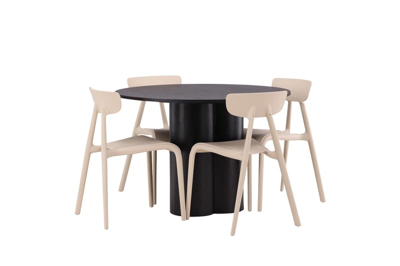 Olivia Matgrupp 110 cm Rund med 4 Ursholmen Stolar - Beige - Products - Möbler - Bord & matgrupp - Matgrupp