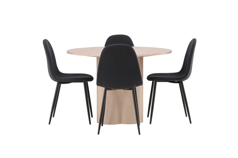 Olivia Matgrupp 110 cm Rund med 4 Polar stolar - Whitewash - Products - Möbler - Bord & matgrupp - Matgrupp