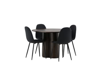 Olivia Matgrupp 110 cm Rund med 4 Polar stolar - Svart - Products - Möbler - Bord & matgrupp - Matgrupp