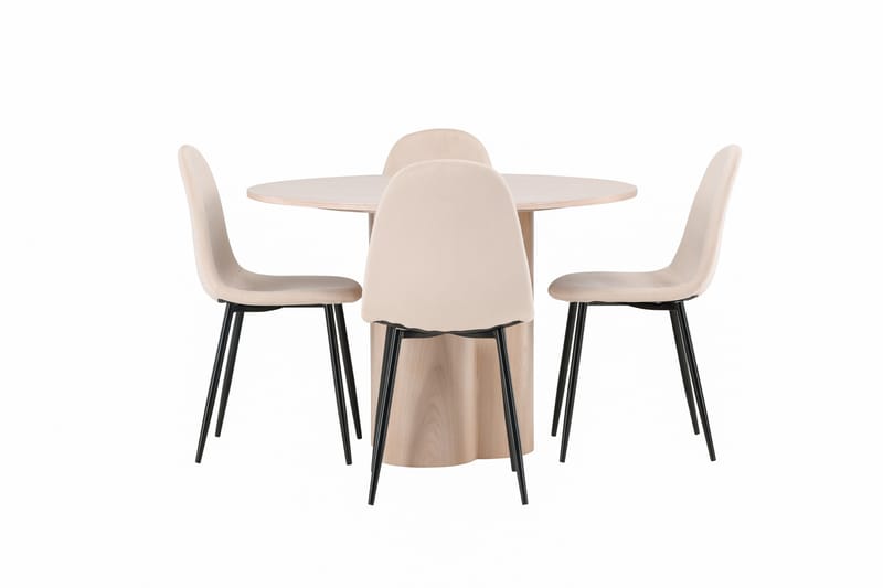 Olivia Matgrupp 110 cm Rund med 4 Polar stolar - Whitewash - Products - Möbler - Bord & matgrupp - Matgrupp