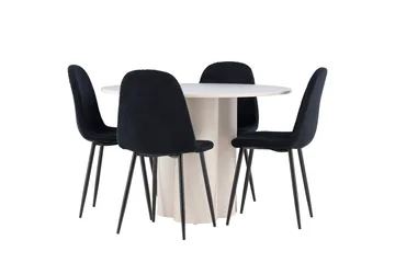 Olivia Matgrupp 110 cm Rund med 4 Polar stolar - Beige/Svart - Products - Möbler - Bord & matgrupp - Matgrupp