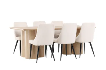 Olivia Matgrupp 210 cm Rektangulär med 6 Leone stolar - Whitewash/Beige - Products - Möbler - Bord & matgrupp - Matgrupp