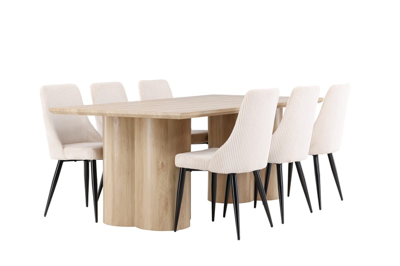 Olivia Matgrupp 210 cm Rektangulär med 6 Leone stolar - Whitewash/Beige - Products - Möbler - Bord & matgrupp - Matgrupp