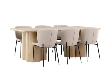 Olivia Matgrupp 210 cm Rektangulär med 6 Modesto stolar - Whitewash/Beige - Products - Möbler - Bord & matgrupp - Matgrupp