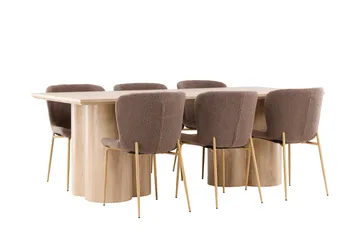 Olivia Matgrupp 210 cm Rektangulär med 6 Modesto stolar - Whitewash/Brun - Products - Möbler - Bord & matgrupp - Matgrupp