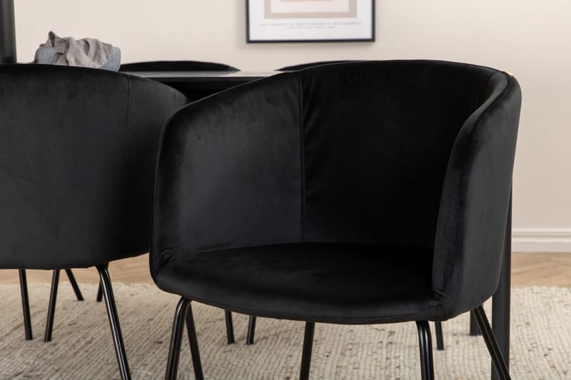 Pelle Matgrupp 190 cm Rektangulär med 6 Berit stolar - Svart - Products - Möbler - Bord & matgrupp - Matgrupp