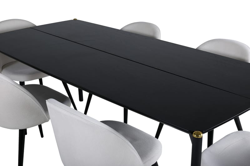 Pelle Matgrupp 190 cm Rektangulär med 6 Velvet stolar - Beige - Products - Möbler - Bord & matgrupp - Matgrupp