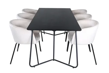 Petra Matgrupp 190 cm Rektangulär med 6 Berit stolar - Beige - Products - Möbler - Bord & matgrupp - Matgrupp
