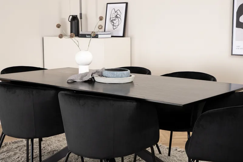 Piazza Matgrupp 180 cm Rektangulär med 6 Berit stolar - Svart - Products - Möbler - Bord & matgrupp - Matgrupp