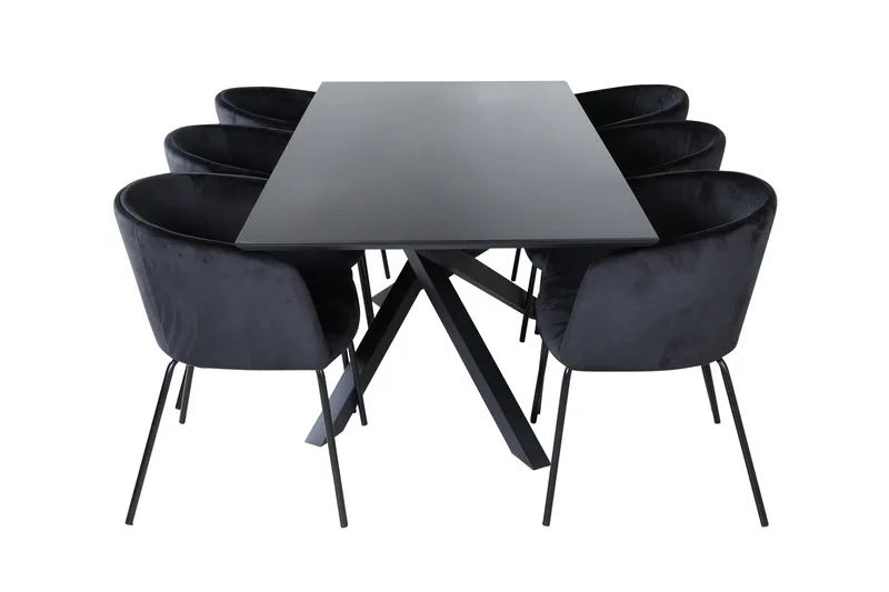 Piazza Matgrupp 180 cm Rektangulär med 6 Berit stolar - Svart - Products - Möbler - Bord & matgrupp - Matgrupp
