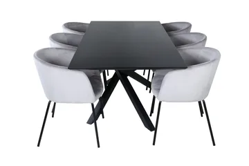 Piazza Matgrupp 180 cm Rektangulär med 6 Berit stolar - Svart - Products - Möbler - Bord & matgrupp - Matgrupp