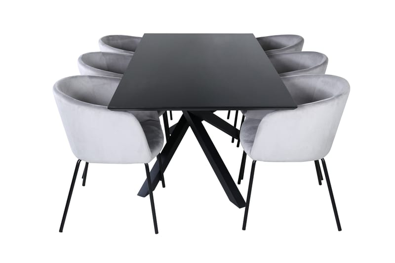 Piazza Matgrupp 180 cm Rektangulär med 6 Berit stolar - Svart - Products - Möbler - Bord & matgrupp - Matgrupp