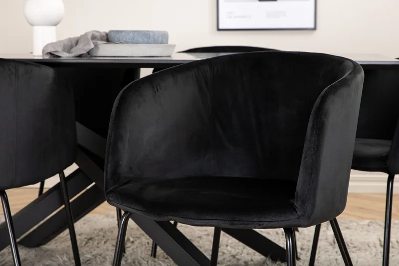 Piazza Matgrupp 180 cm Rektangulär med 6 Berit stolar - Svart - Products - Möbler - Bord & matgrupp - Matgrupp