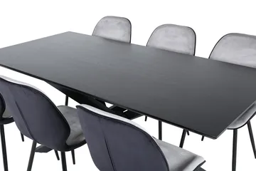 Piazza Matgrupp 180 cm Rektangulär med 6 Emma stolar - Svart - Products - Möbler - Bord & matgrupp - Matgrupp