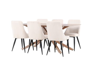 Piazza Matgrupp 180 cm Rektangulär med 6 Leone stolar - Mocca/Beige - Products - Möbler - Bord & matgrupp - Matgrupp