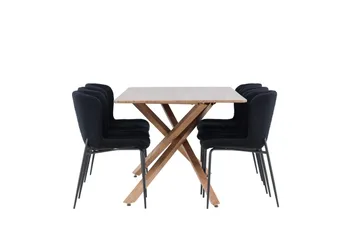 Piazza Matgrupp 180 cm Rektangulär med 6 Modesto stolar - Mocca/Svart - Products - Möbler - Bord & matgrupp - Matgrupp