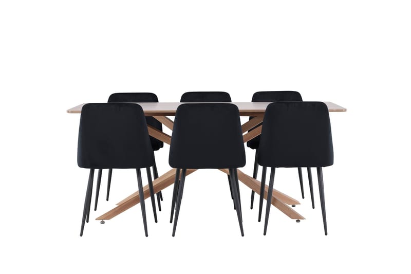 Piazza Matgrupp 180 cm Rektangulär med 6 Night stolar - Mocca/Svart - Products - Möbler - Bord & matgrupp - Matgrupp