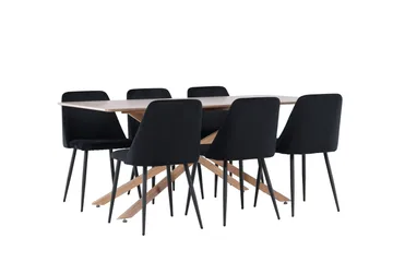 Piazza Matgrupp 180 cm Rektangulär med 6 Night stolar - Mocca/Svart - Products - Möbler - Bord & matgrupp - Matgrupp