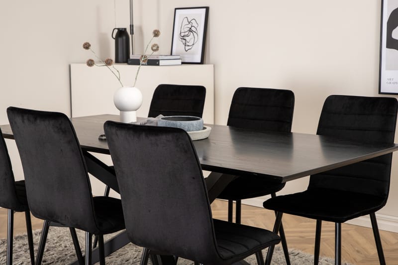 Piazza Matgrupp 180 cm Rektangulär med 6 Windu stolar - Svart - Products - Möbler - Bord & matgrupp - Matgrupp