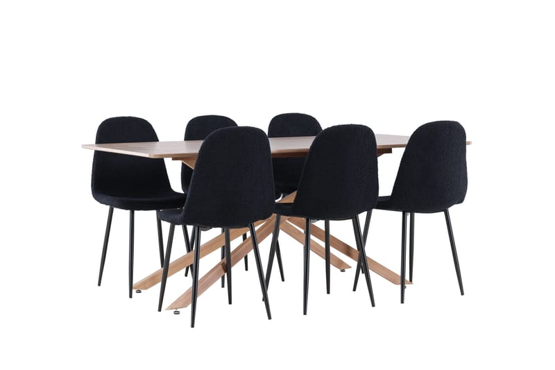 Piazza Matgrupp 180 cm Rektangulär med 6 Polar stolar - Mocca/Svart - Products - Möbler - Bord & matgrupp - Matgrupp
