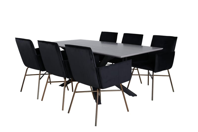 Piazza Matgrupp 180 cm Rektangulär med 6 Petra stolar - Svart - Products - Möbler - Bord & matgrupp - Matgrupp