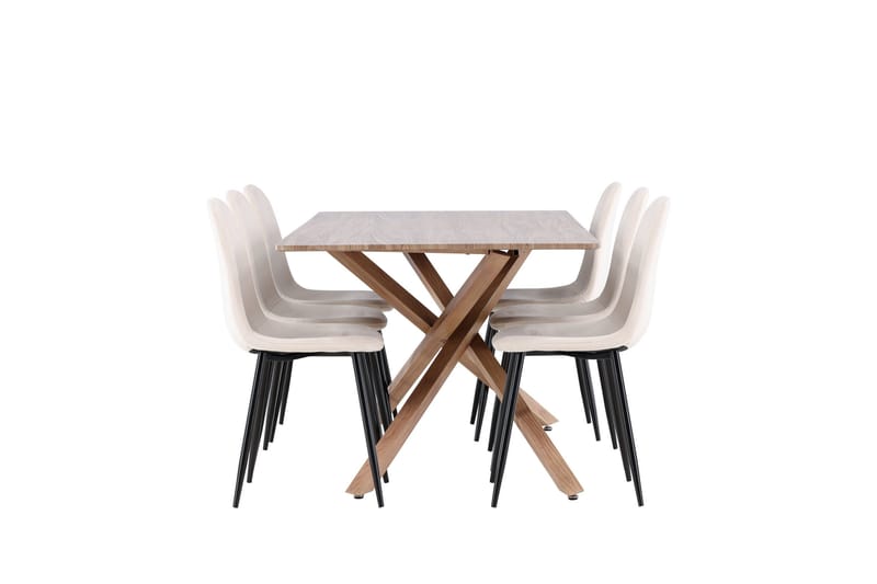 Piazza Matgrupp 180 cm Rektangulär med 6 Polar stolar - Mocca/Beige - Products - Möbler - Bord & matgrupp - Matgrupp