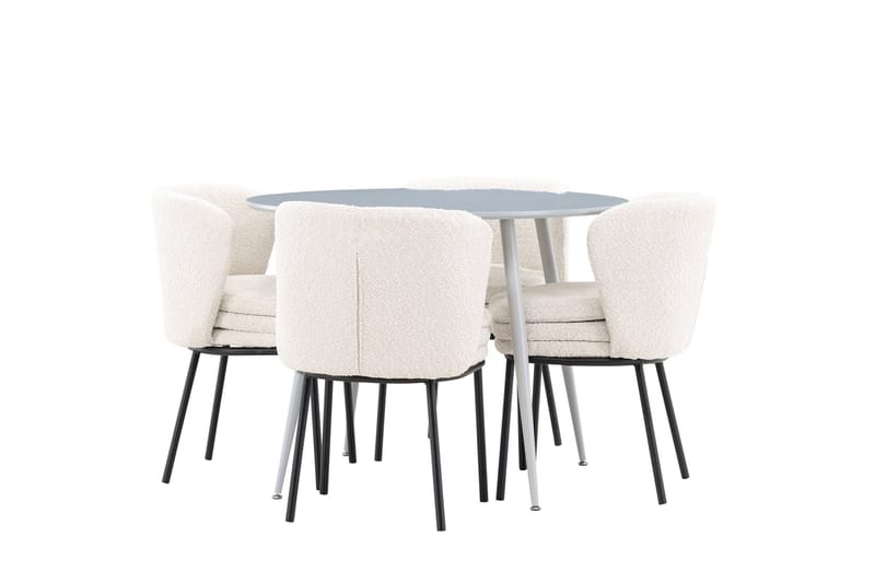 Plaza Matgrupp 100 cm Rund med 4 Agnes stolar - Grå/Vit - Products - Möbler - Bord & matgrupp - Matgrupp