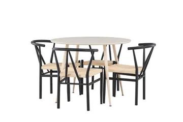 Plaza Matgrupp 100 cm Rund med 4 Alfons stolar - Whitewash/Svart - Products - Möbler - Bord & matgrupp - Matgrupp