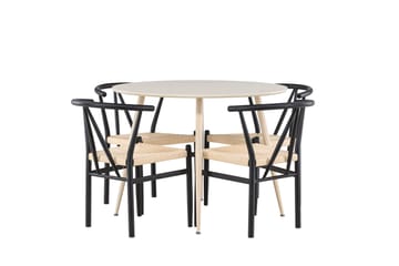 Plaza Matgrupp 100 cm Rund med 4 Alfons stolar - Whitewash/Svart - Products - Möbler - Bord & matgrupp - Matgrupp