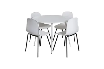 Plaza Matgrupp 100 cm Rund med 4 Arctic stolar, Svart