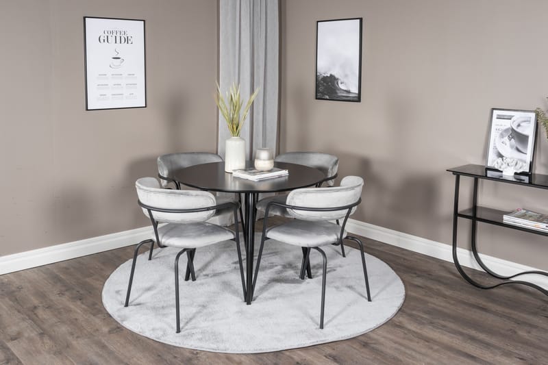 Plaza Matgrupp 100 cm Rund med 4 Arrow stolar - Svart - Products - Möbler - Bord & matgrupp - Matgrupp