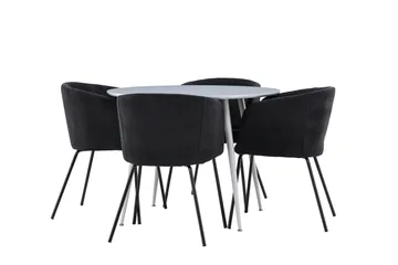 Plaza Matgrupp 100 cm Rund med 4 Berit stolar - Grå/Svart - Products - Möbler - Bord & matgrupp - Matgrupp
