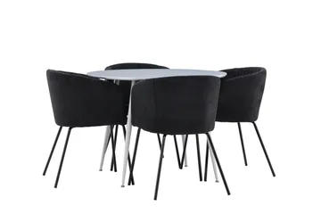 Plaza Matgrupp 100 cm Rund med 4 Berit stolar - Grå/Svart - Products - Möbler - Bord & matgrupp - Matgrupp