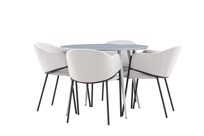 Plaza Matgrupp 100 cm Rund med 4 Evelina stolar - Grå/Grå - Products - Möbler - Bord & matgrupp - Matgrupp