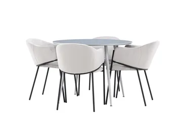 Plaza Matgrupp 100 cm Rund med 4 Evelina stolar - Grå/Grå - Products - Möbler - Bord & matgrupp - Matgrupp