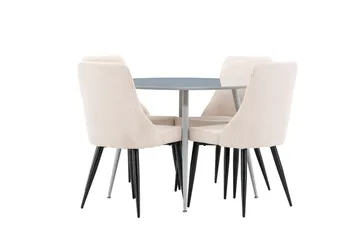Plaza Matgrupp 100 cm Rund med 4 Leone stolar - Grå/Beige - Products - Möbler - Bord & matgrupp - Matgrupp