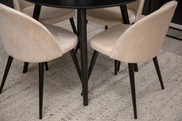 Plaza Matgrupp 100 cm Rund med 4 Velvet stolar - Beige - Products - Möbler - Bord & matgrupp - Matgrupp