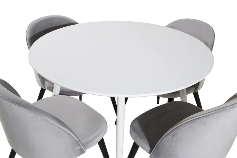 Plaza Matgrupp 100 cm Rund med 4 Velvet stolar - Svart - Products - Möbler - Bord & matgrupp - Matgrupp