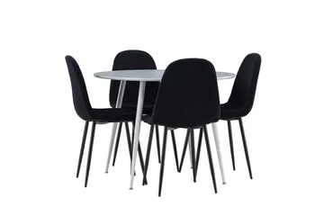 Plaza Matgrupp 100 cm Rund med 4 Polar stolar - Grå/Svart - Products - Möbler - Bord & matgrupp - Matgrupp