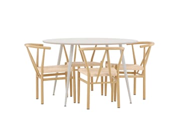 Plaza Matgrupp 120 cm Rund med 4 Alfons stolar - Beige/Beige - Products - Möbler - Bord & matgrupp - Matgrupp