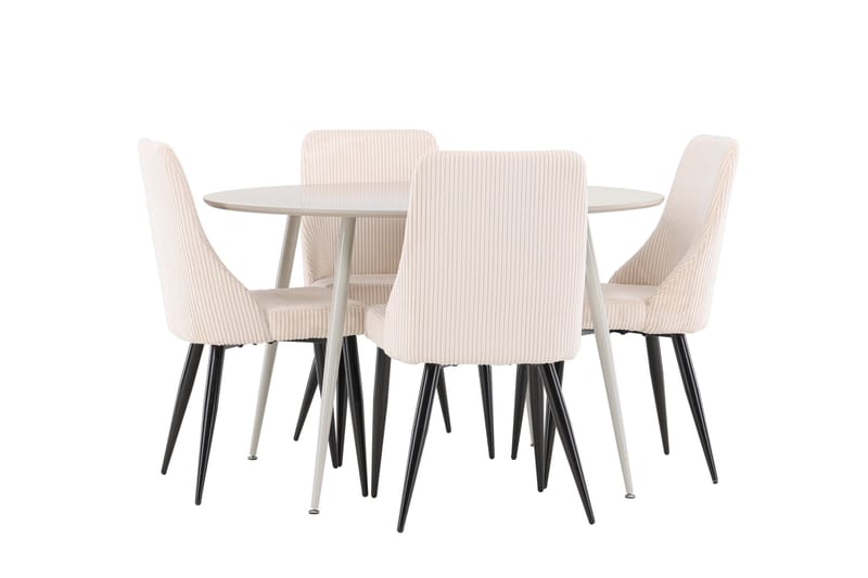 Plaza Matgrupp 120 cm Rund med 4 Leone stolar - Beige/Beige - Products - Möbler - Bord & matgrupp - Matgrupp