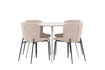 Plaza Matgrupp 120 cm Rund med 4 Modesto stolar - Beige/Beige - Products - Möbler - Bord & matgrupp - Matgrupp