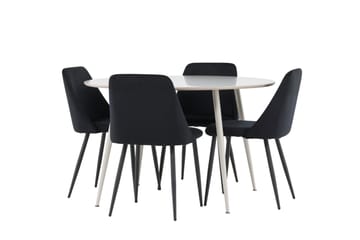 Plaza Matgrupp 120 cm Rund med 4 Night stolar - Beige/Svart - Products - Möbler - Bord & matgrupp - Matgrupp