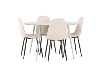 Plaza Matgrupp 120 cm Rund med 4 Polar stolar - Beige/Beige - Products - Möbler - Bord & matgrupp - Matgrupp