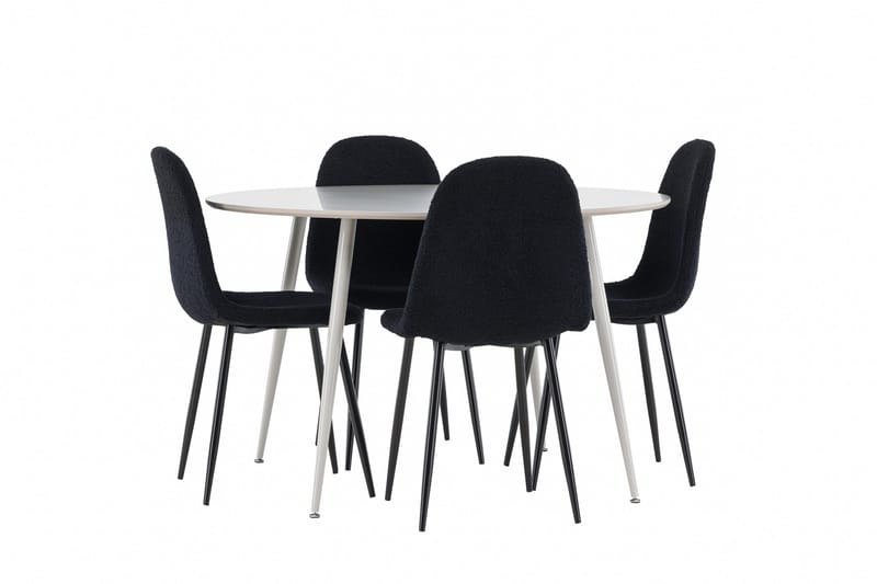 Plaza Matgrupp 120 cm Rund med 4 Polar stolar - Beige/Svart - Products - Möbler - Bord & matgrupp - Matgrupp