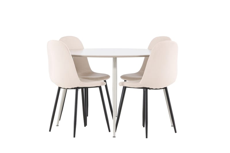 Plaza Matgrupp 120 cm Rund med 4 Polar stolar - Beige/Beige - Products - Möbler - Bord & matgrupp - Matgrupp