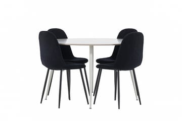 Plaza Matgrupp 120 cm Rund med 4 Polar stolar - Beige/Svart - Products - Möbler - Bord & matgrupp - Matgrupp